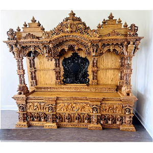 Custom Made Hand Carved Wooden Temple South Indian Heritage Style Solid Wood Pooja <b>Mandir</b> for Home Decor For Australian Homes - Product Image 1
