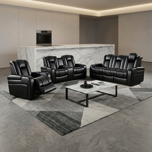 Sofá Reclinable de <span class=keywords><strong>3</strong></span> <span class=keywords><strong>Plazas</strong></span> Frank Multifuncional de Cuero Ecológico con Gravedad Cero y Carga Inalámbrica para Sala de Estar Moderna - Product Image 4