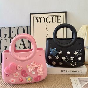 Bonbons couleur été imperméable <span class=keywords><strong>EVA</strong></span> gelée trou décor Logo personnalisé conception plage sacs à main pour femmes dames fourre-tout sacs à main <span class=keywords><strong>de</strong></span> créateur - Product Image 4