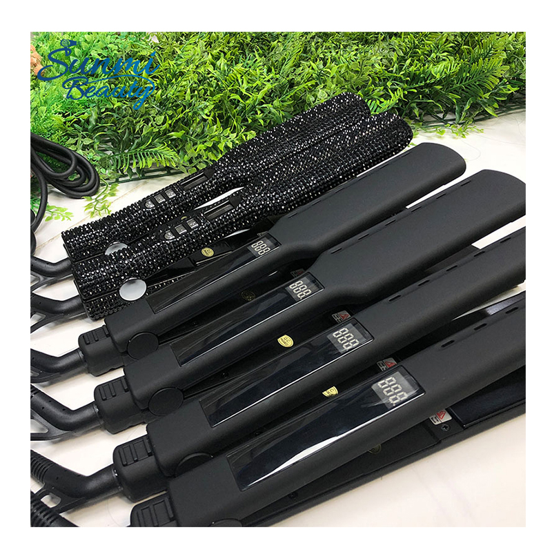 Пользовательская торговая марка, профессиональный широкий титановый утюжок для выпрямления волос, упаковочная коробка, плоские утюги, оптовая продажа