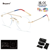 Montures de lunettes sans monture Boyarn pour unisexe, style punk, motif animal, métal, lunettes optiques sur ordonnance