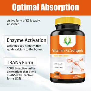 Gélules de calcium et de vitamine K2 de haute pureté pour la santé osseuse et les compléments alimentaires pour les articulations - Product Image 5