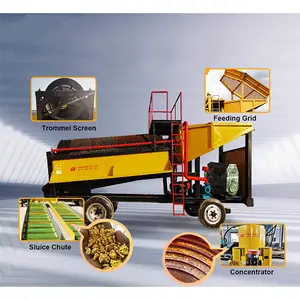 Mobil madencilik ekipmanları yüksek verimli taşınabilir altın savak kutusu/altın madenciliği makine/altın yıkama tesisi satılık