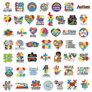 50 autocollants de dessins animés pour la Journée mondiale de la sensibilisation à l'autisme, autocollants DIY pour bagages, coques de téléphone, tablettes - Product Image 3