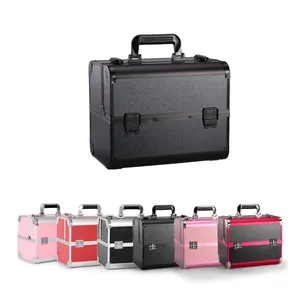 Estuche portátil <span class=keywords><strong>de</strong></span> gran espacio <span class=keywords><strong>de</strong></span> acero inoxidable, organizador <span class=keywords><strong>de</strong></span> cosméticos <span class=keywords><strong>de</strong></span> aluminio caliente, maleta <span class=keywords><strong>de</strong></span> maquillaje - Product Image 1