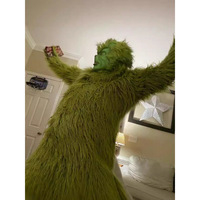 Tenue de cosplay Grinch monstre aux cheveux verts pour Halloween 2026 - Ensemble pantalon en fourrure pour jeu de rôle