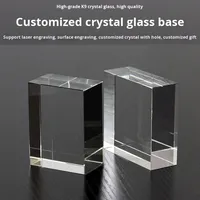 Base en verre de cristal artificiel personnalisée, matériau de qualité K9, cube, prisme rectangulaire, support de gravure, gravure laser 3D à l'intérieur