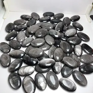 Kindfull Natural Stone Healing Sheen Obsidian Palm Stone Carving Crystal Craft For Decor