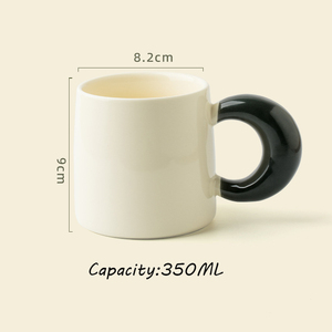 Gran oferta coreana 350ml personalizado cerámica en forma de luna mango taza de café agua y leche desayuno taza de té con interior esmaltado y mango - Product Image 3