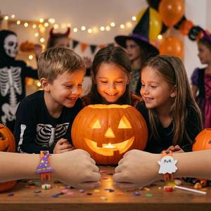 Braccialetto Slap in Silicone PVC Spaventoso per Feste di Halloween: Zucca e Fantasma - Product Image 2