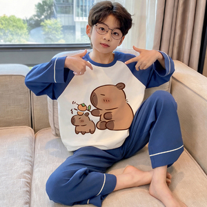 Pyjamas personnalisés à motifs pour garçons adolescents, nouveau modèle 2026, vêtements d'intérieur en pur coton à manches longues pour enfants printemps-automne - Product Image 3