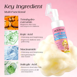 Limpiador Facial Orgánico de Cúrcuma y Ácido Kójico de Marca Privada OEM, 150 ml, Limpieza Profunda, Control de Grasa Facial, Espuma Suave - Product Image 4