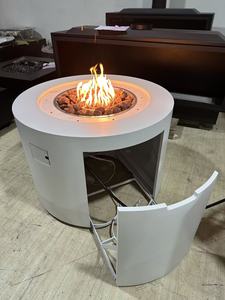 Modern White Outdoor Bioethanol <b>Fire</b> <b>Pit</b> <b>Table</b> Adjustable Flame Stainless Steel Base Vent Free Freestanding Fireplace for Hotel - Product Image 6