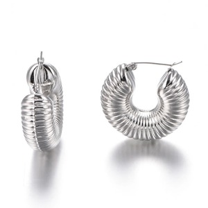 Pendientes Redondos Gruesos Vintage para Mujer, Acero Inoxidable, Chapados en Oro, Aros Gruesos, Joyería de Moda - Product Image 5