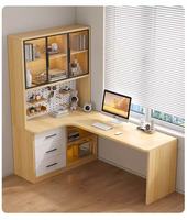 Bureau d'angle en bois avec bibliothèque intégrée, table d'étude pour étudiant, écologique, durable, pour chambre à coucher, maison, table d'écriture simple, table d'ordinateur