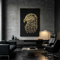 Décoration Murale Moderne 3D Aigle Abstrait Art Déco, Fonctionnelle, Faite à la Main, Cadre en Alliage d'Aluminium, Support MDF pour la Maison et le Bureau