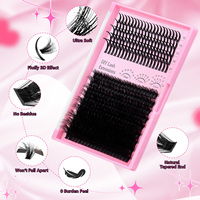 Faux Cils en Touffes Volumineux en Gros Courbure D, Extensions de Cils DIY, Marque Privée