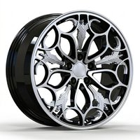 Jantes en aluminium forgé monobloc 6061-T6, finition noir brillant avec design maillé usiné, 17-24 pouces, PCD, ET, CB personnalisés