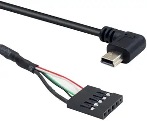 90 Degree Left Angle Mini USB Male to 5 Pin Motherboard Female Adapter Dupont Extended Cable