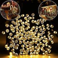 Premium 10m Solar Star LED-slingers IP44 Waterdicht Warm Wit Koperdraad Feestverlichting voor Tuin Valentijn Bruiloft Decoratie