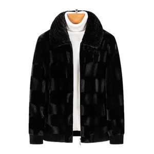 Men's Stylish Faux Fur Coats Long <strong>Waterproof</strong> <strong>Trench</strong> with Stand Collar Woven Outerwear Jacket - Product Image 1