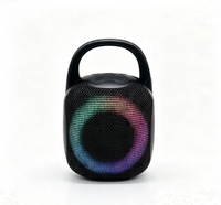 Enceinte Bluetooth, batterie 800 mAh, enceinte sans fil 5W avec anneau lumineux RGB et crochet de transport pour le sport, le camping et les fêtes