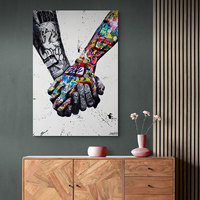 HAOWAI OEM/ODM abstrait noir Graffiti baiser, main dans la main, coeur mur Art personnalisé affiche peintures