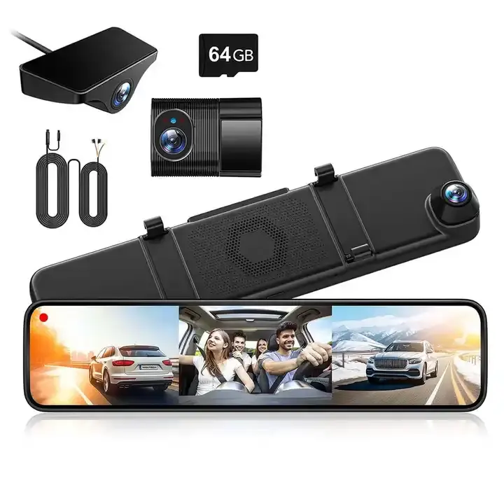 WOLFBOX G890 12 Zoll 4K WLAN-Touchscreen Nachtsicht-Autokamera Rückspiegel-Dashcam mit GPS-Tracking-System