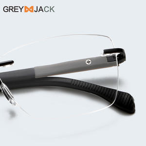 กรอบแว่นตาไร้ขอบสีเทา ทรงสี่เหลี่ยมโลหะ น้ำหนักเบา สำหรับผู้มีสายตาสั้น - Product Image 2