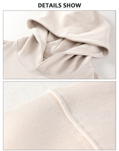 Pull-over à capuche 100% coton, sweat-shirt polaire lourd de qualité supérieure, coupe régulière, sweats à capuche personnalisés pour hommes, automne, teint uni - Product Image 5