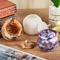 LEQU Pot Joyeux et Ludique avec Couvercle, Moule en Silicone pour Résine Époxy, Boîte de Rangement, Pot à Bonbons, Conteneur à Bijoux, Décoration d'Intérieur