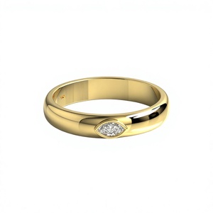 Anillo de Lujo Chapado en Oro de 18K y 14K con Diamante Cultivado en Laboratorio de Corte Marquesa en Forma de Cúpula, Engaste Empotrado, Anillo de Boda Unisex, Joyería de Ajuste Cómodo - Product Image 1