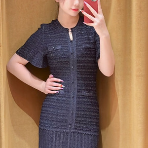 Vendita all'Ingrosso Nuovo Abito Lungo Blu Glitterato con Collo Tondo e Maniche Corte, <span class=keywords><strong>Vestito</strong></span> Elegante Casual <span class=keywords><strong>in</strong></span> <span class=keywords><strong>Maglia</strong></span> - Product Image 5
