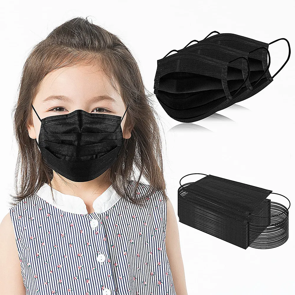 3 Ply Black Mask Skin-friendly Face Shield Mascarilla Cubrebocas Children's Disposable Facemask Protective Black Mask Face Mask