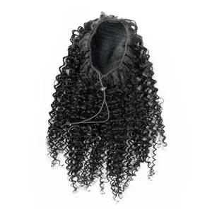 Wholesale All Texture Brazilian Virgin Double Drawn Human Hair Curly Drawstring Ponytails For Black Women