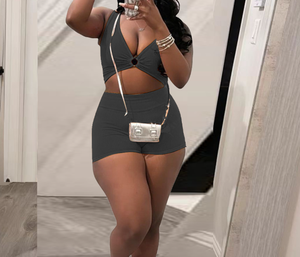 Viviblook Z401ST05 Conjunto Casual de 2 Piezas para Mujer, Estilo Lounge, Shorts Ajustados por Encima de la Rodilla y Chaleco, Diseño Sólido de Punto - Product Image 6