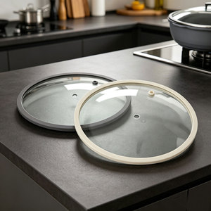 Glass <b>Lid</b> With Silicone Edge 16-32Cm Oval Or Square Tempered Glass Cookware Cover For <b>Pots</b> And Pans - Product Image 1
