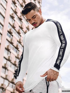 T-shirt de sport pour homme en jersey de polyester à manches longues, logo personnalisé, fitness, surdimensionné, séchage rapide, anti-froissement, respirant, basketball - Product Image 4