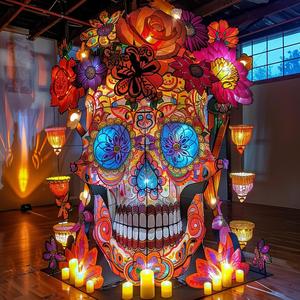 Giorno dei morti stile Punk <span class=keywords><strong>messico</strong></span> lanterne di seta Fiesta Party decorazioni impermeabili all'aperto arredamento tradizionale festivo illuminazione - Product Image 5