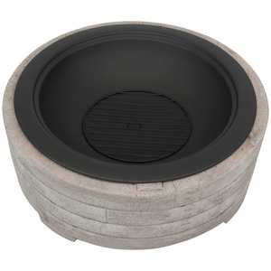 Brasero Moderno de Piedra Sintética de 35 Pulgadas de Diámetro con Asas, Chimenea de Gas Natural para Exteriores con Pantalla Protectora de Chispas, Color Gris Claro - Product Image 3