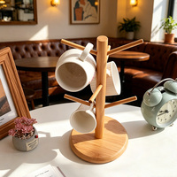 Étagère de présentation de tasses en bambou personnalisable, support à tasses en bois, rangement et organisation de cuisine, ameublement pour restaurant et maison