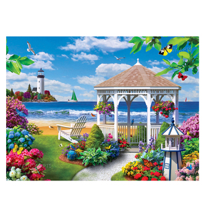 Kit de Pintura de Diamantes 5D de Resina Cuadrada AB con Borde Ondulado y Diseño de Paisaje Marino para Adultos - Product Image 1