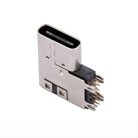 Connecteur femelle USB-C à angle droit de 90 degrés, 14 broches, prise DIP latérale, 3A 30V DC, coque en acier inoxydable pour prise de charge USB-C
