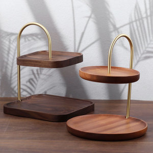 Boîte à bijoux en bois massif, support de rangement rond de bureau, organisateur multifonctionnel autoportant, porte-clés décoratif en acier inoxydable - Product Image 2