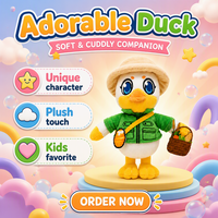Peluche personnalisée en forme de canard de dessin animé, jouet en peluche doux, personnage en peluche, OEM ODM, faible MOQ, cadeau en gros
