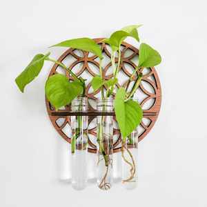 Wholesale Eco-friendly Round Solid Wood <b>Storage</b> <b>Rack</b> Hanging Wall Mounted Living Room Decoration with Test Tube Chinese Style - Product Image 1