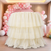 Jupe de table en tulle multicouche Muwei, nappe ronde à volants pour mariage, anniversaire, fête prénatale, décoration de fête