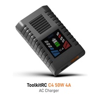 Chargeur AC ToolkitRC C4 50W 5A avec prise XT60 pour batteries LIPO LIHV LIFE 2~4S NIMH NICD 5~8S, modèle RC, course FPV, drone freestyle