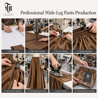 Pantalon Palazzo Femme OEM/ODM en Soie Satinée Respirante à Taille Haute Élastique et Coupe Ample à Jambes Larges