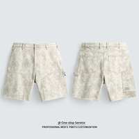YUCE En gros Nouveauté été Streetwear Short en jean délavé au sable pour homme, Jorts à ourlet brut, Short en jean à double genouillère en toile